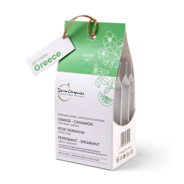 GIFT SET ΧΕΙΡΟΠΟΙΗΤΑ ΣΑΠΟΥΝΙΑ ΠΡΑΣΙΝΟ SIRRA ORGANICS 3x55gr