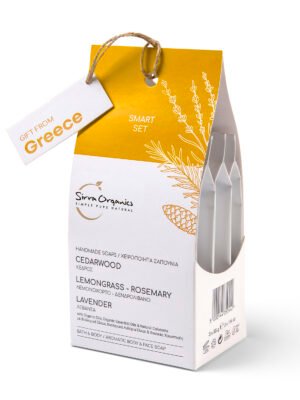 GIFT SET ΧΕΙΡΟΠΟΙΗΤΑ ΣΑΠΟΥΝΙΑ ΚΙΤΡΙΝΟ SIRRA ORGANICS 3x55gr